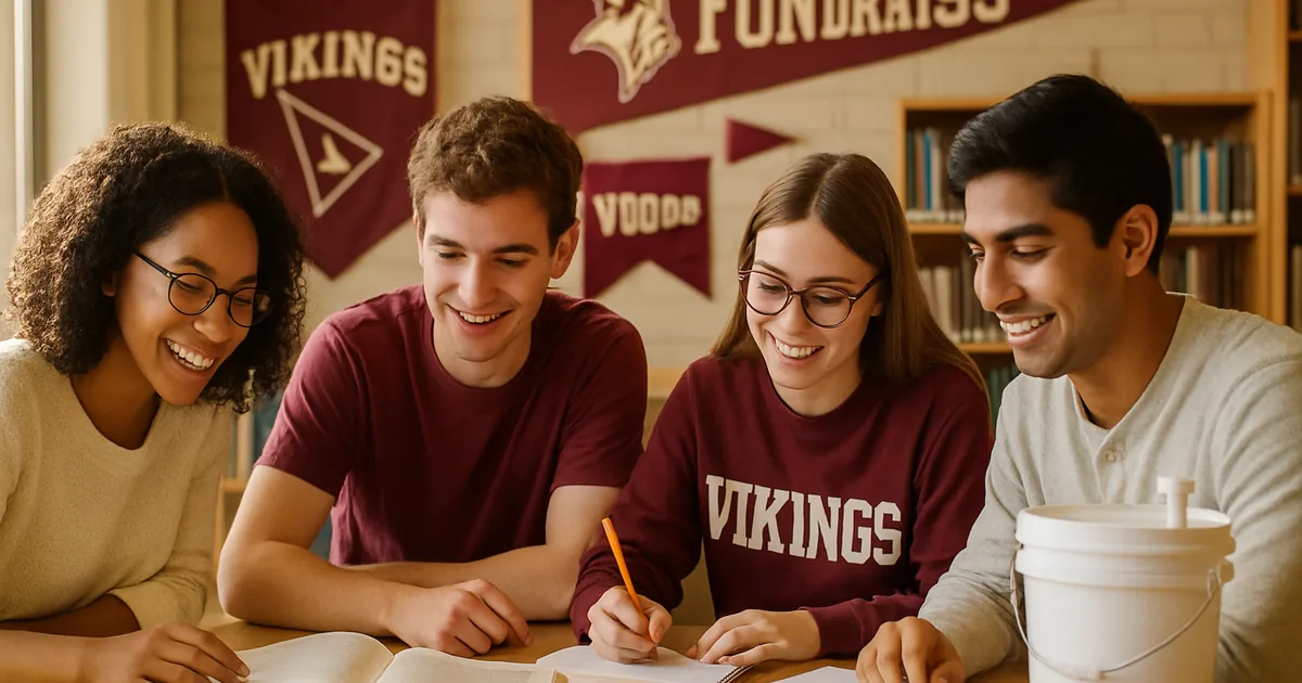 Academic team students studying together at a library table