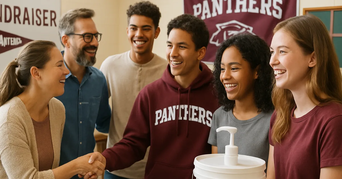 Church youth group of teens and adult leaders gathered together
