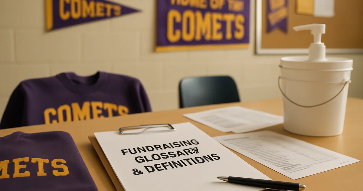 Coordinators reviewing fundraiser paperwork together at a table