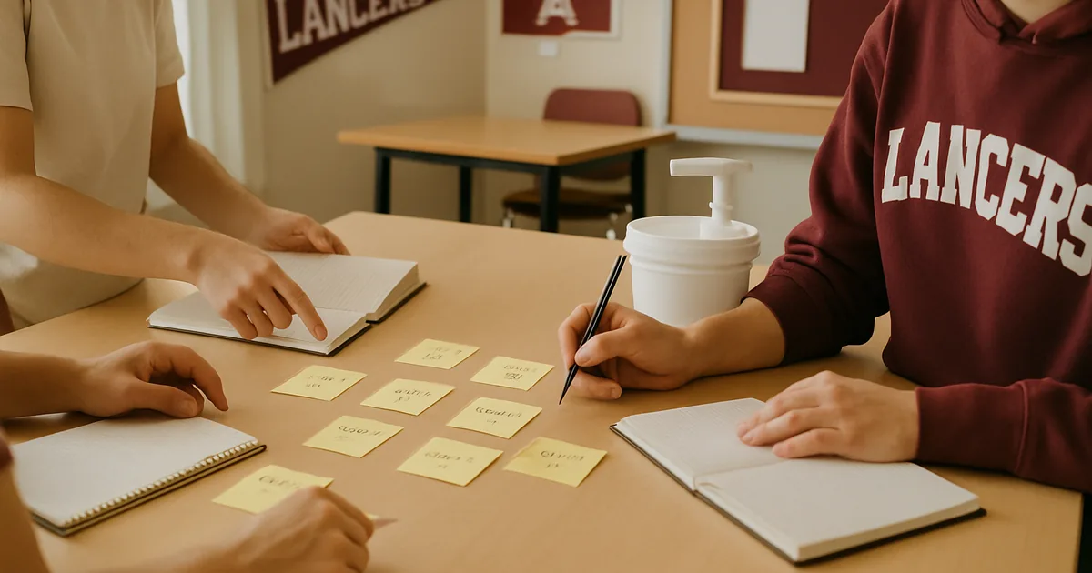 Volunteers dividing fundraiser tasks around a table