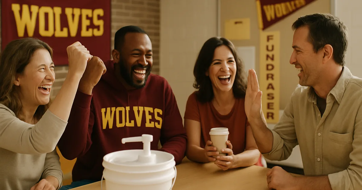 Parents celebrating together after a successful fundraiser
