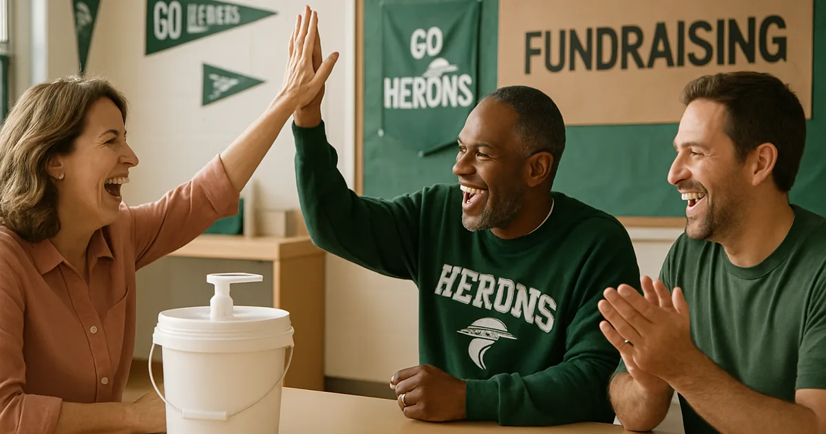 Parents celebrating together after a successful fundraiser