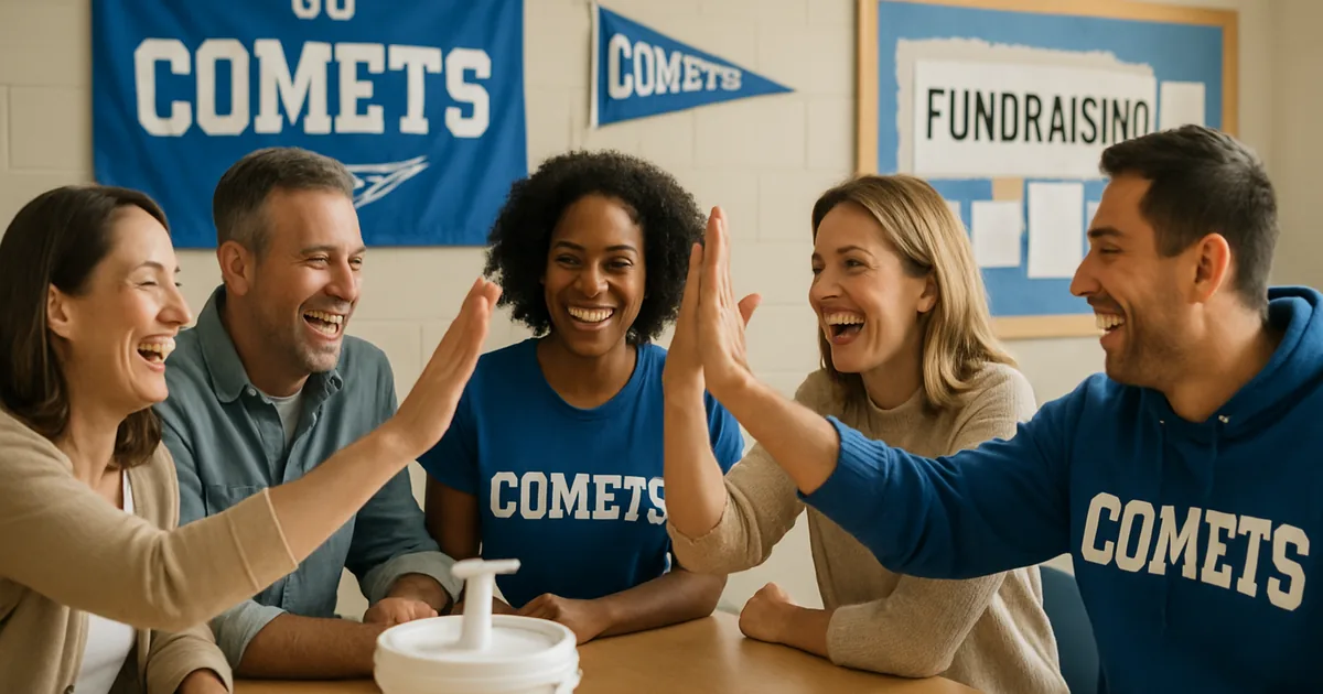 Parents celebrating together after a successful fundraiser